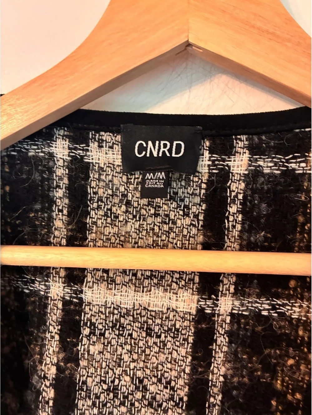 CNRD Plaid Wool Alpaca Long Vest Cardigan Women’s Medium Made Canada